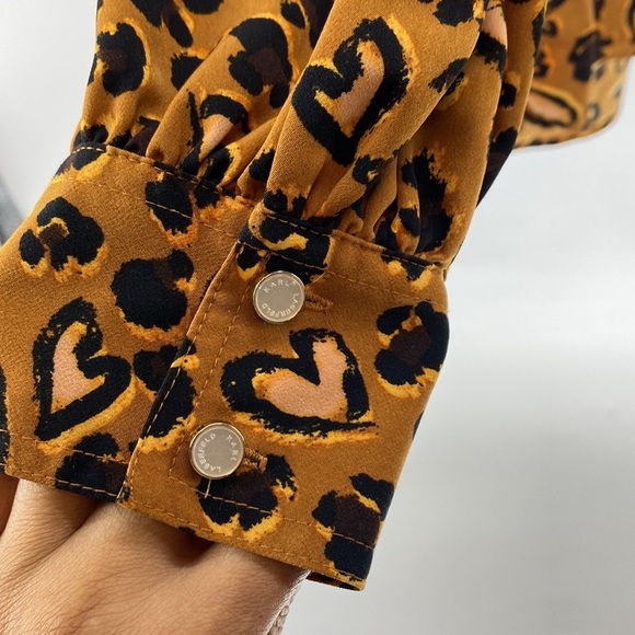 Karl Lagerfeld leopard pink heart oversized button down pockets avant-garde - Picture 6 of 8